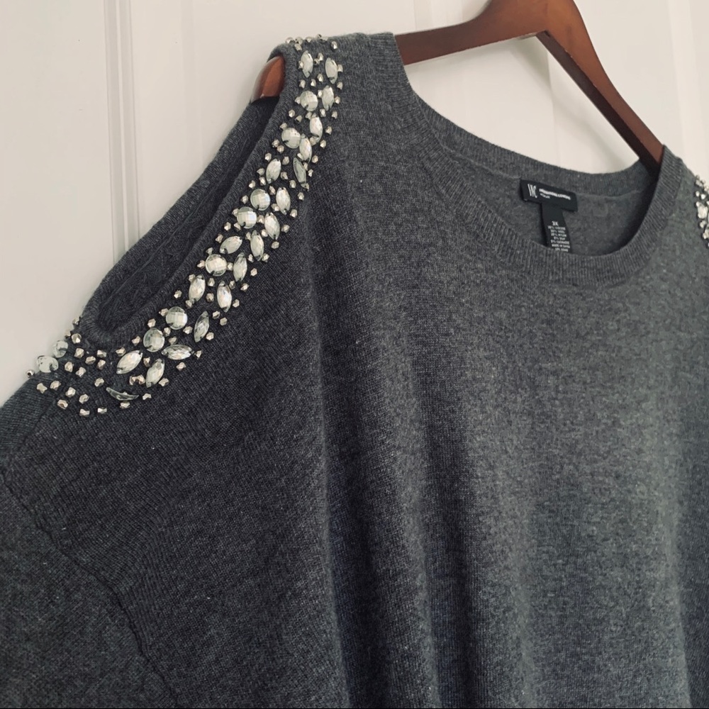 I.N.C. Cold Shoulder Jeweled Sweater